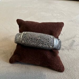 Henri Bendel Black and Silver Textured Cuff Bracelet